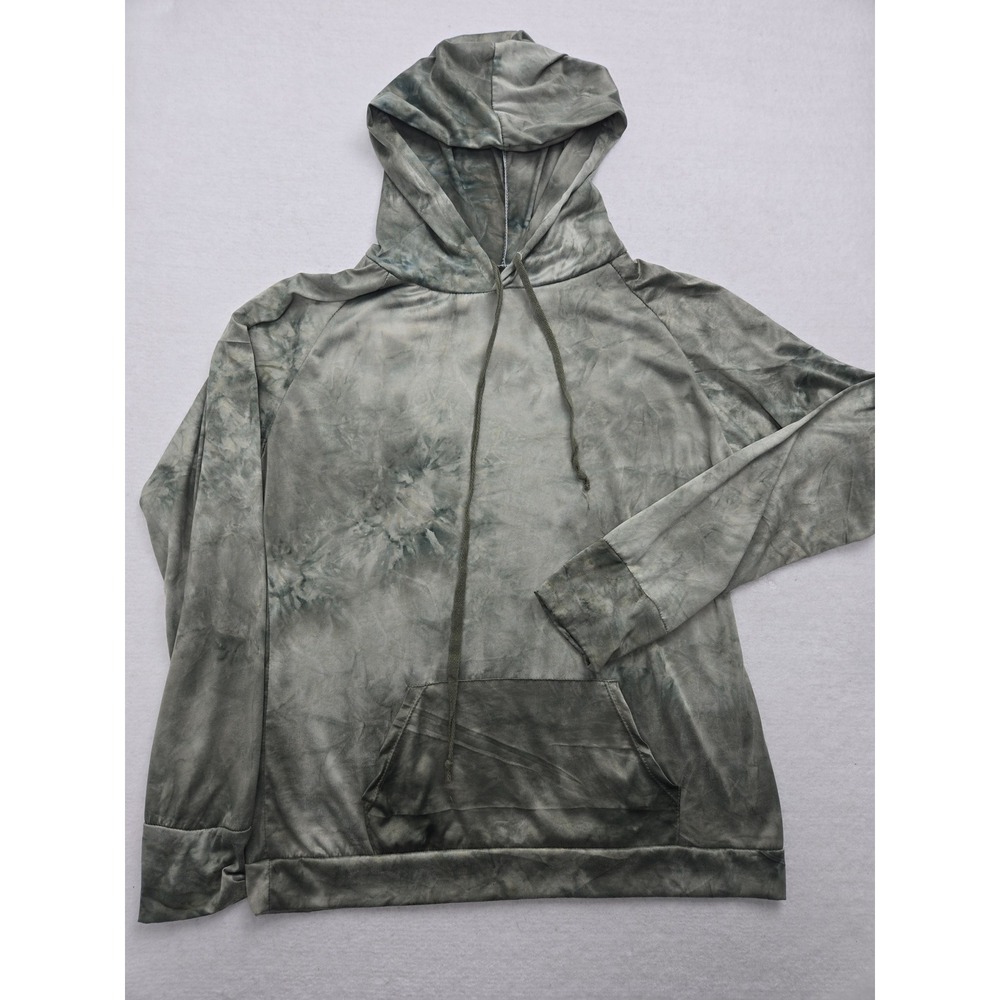 Hello Mello Dyes the Limit Lounge Hoodie Women's Medium Tie Dye Gray Green